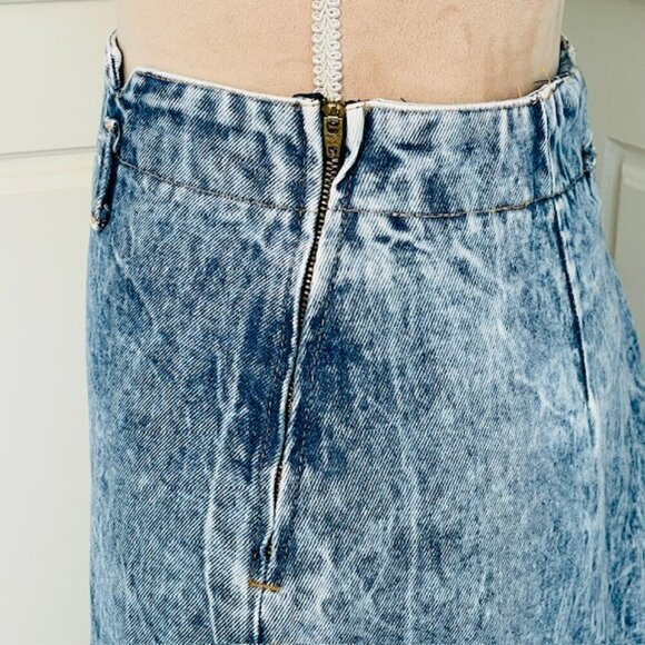 Bongo Contempo Casuals Vintage 80's Heavy Acid Wash High Rise Denim Skirt 27 - Picture 9 of 10
